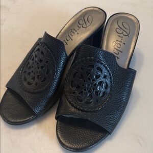 Brighton Black Leather Mules